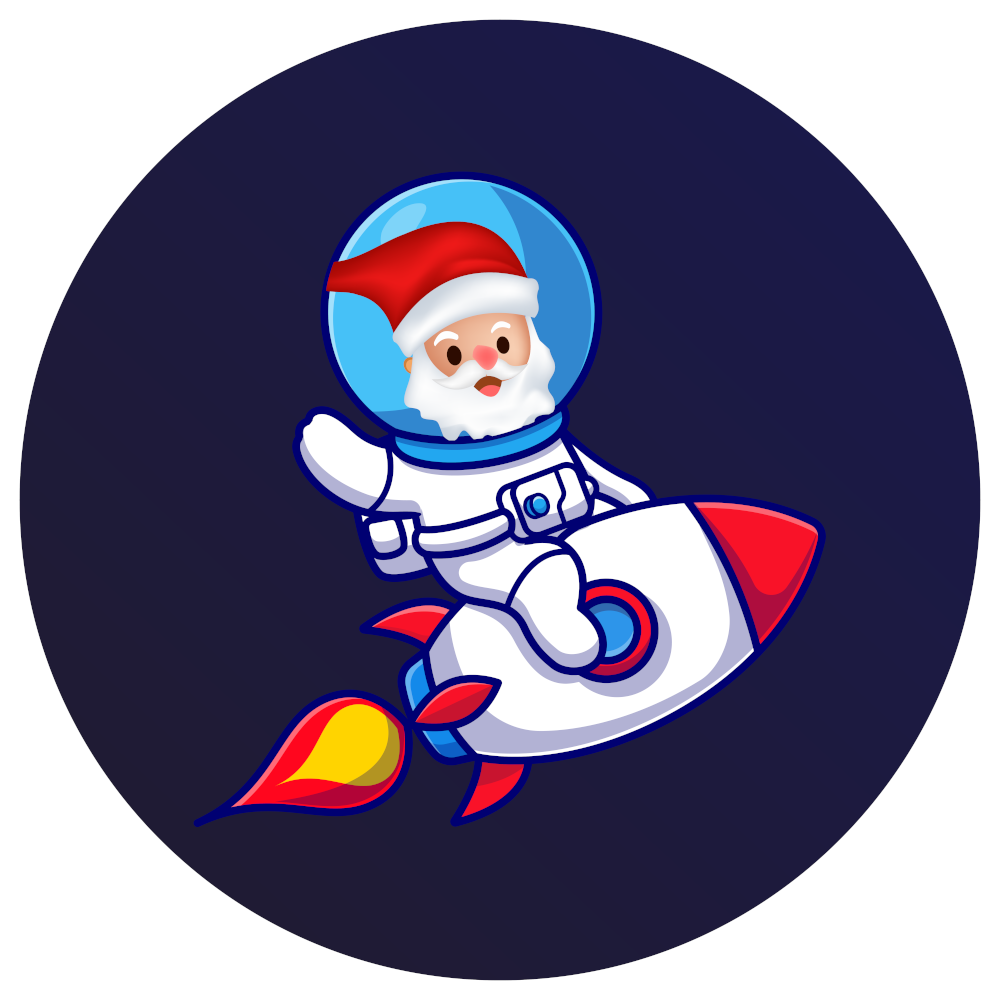 Santa Claus riding a rocket